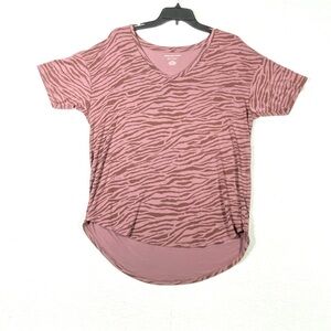American Eagle Soft & Sexy Tee Women's M Mauve Zebra Print Hi Low Hem Casual